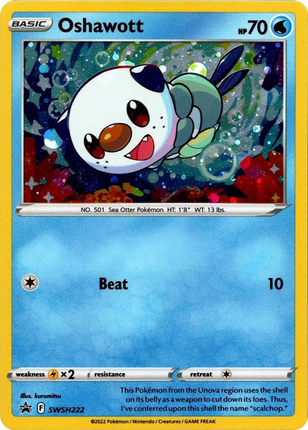 Oshawott - SWSH222 (Cosmo Holo) — SWSH: Sword & Shield Promo Cards