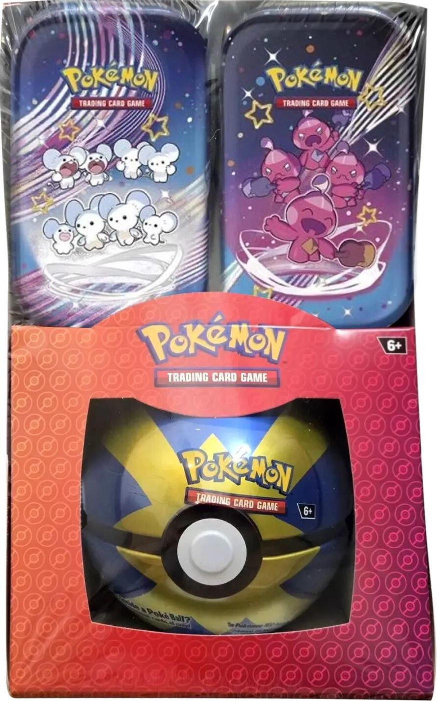 Retail Exclusive Pokemon Paldean Fates Mini Tins + Poke Ball Tin — Miscellaneous Cards & Products