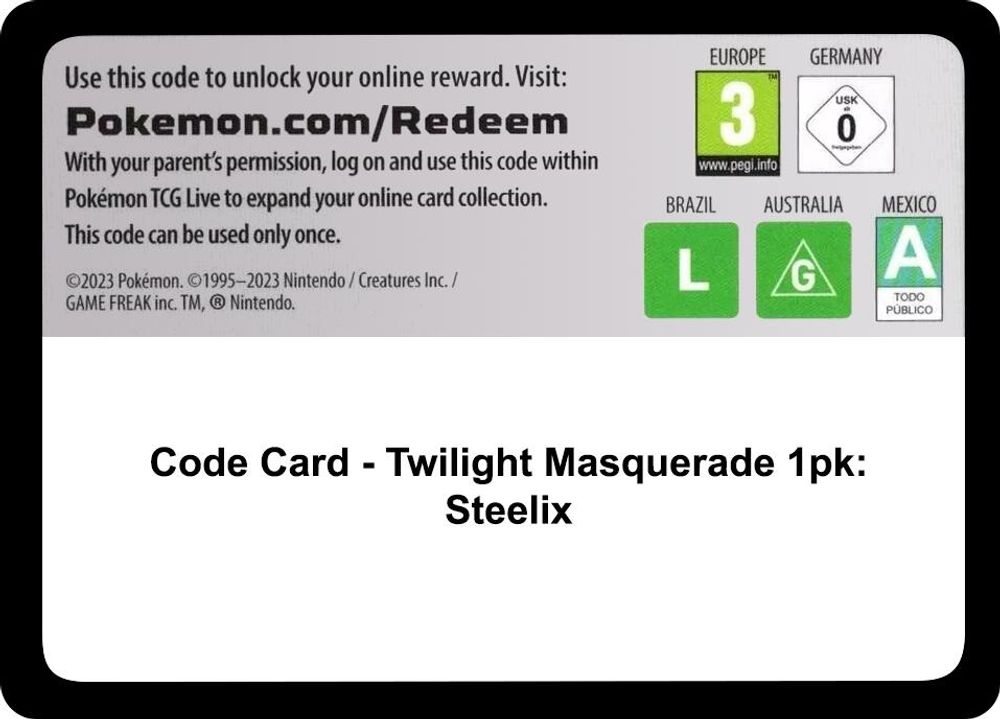 Code Card - Twilight Masquerade Single Pack Blister [Steelix] — SV06: Twilight Masquerade