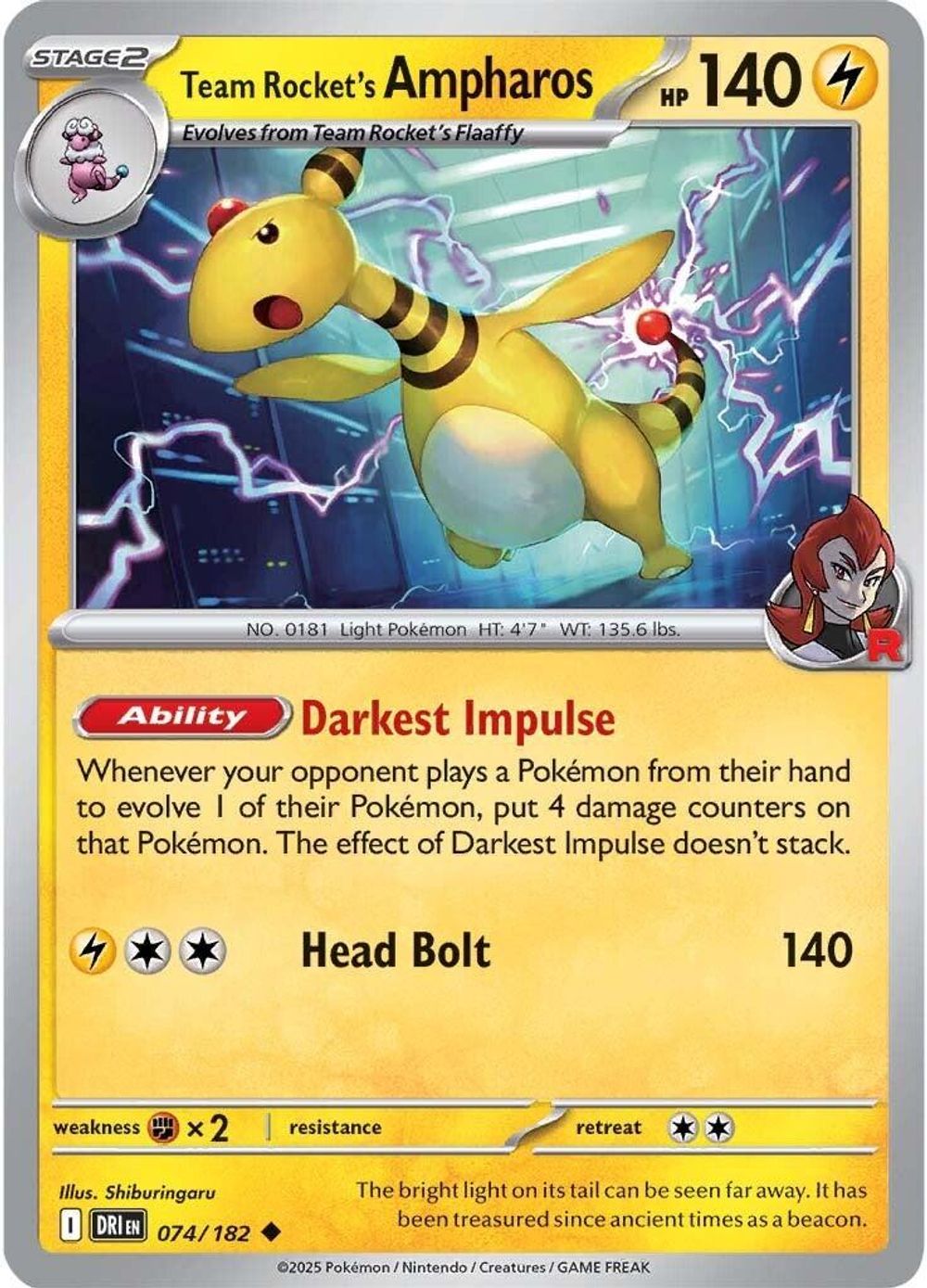 Team Rocket's Ampharos — SV10: Destined Rivals