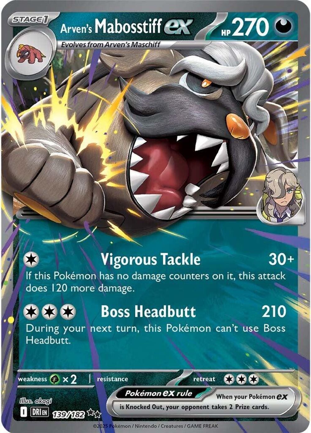 Arven's Mabosstiff ex - 139/182 — SV10: Destined Rivals