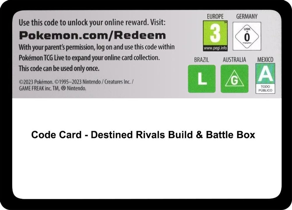 Code Card - Destined Rivals Build & Battle Box — SV10: Destined Rivals
