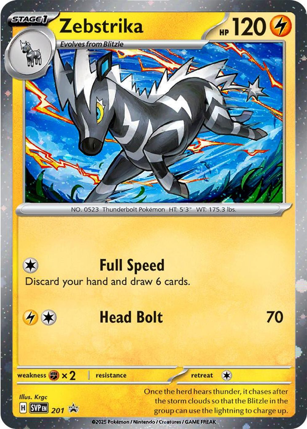 Zebstrika - 201 (Cosmos Holo) — SV: Scarlet & Violet Promo Cards