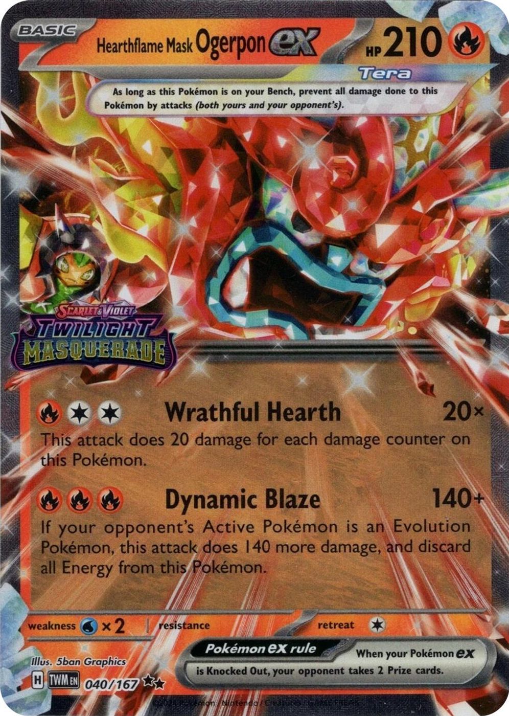 Hearthflame Mask Ogerpon ex (Twilight Masquerade Stamp) — Miscellaneous Cards & Products