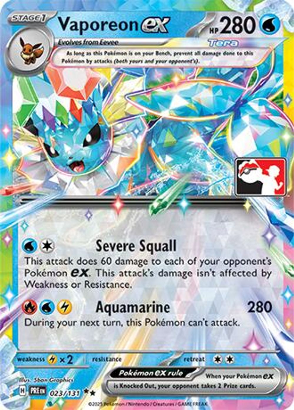 Vaporeon ex - 023/131 — Prize Pack Series Cards