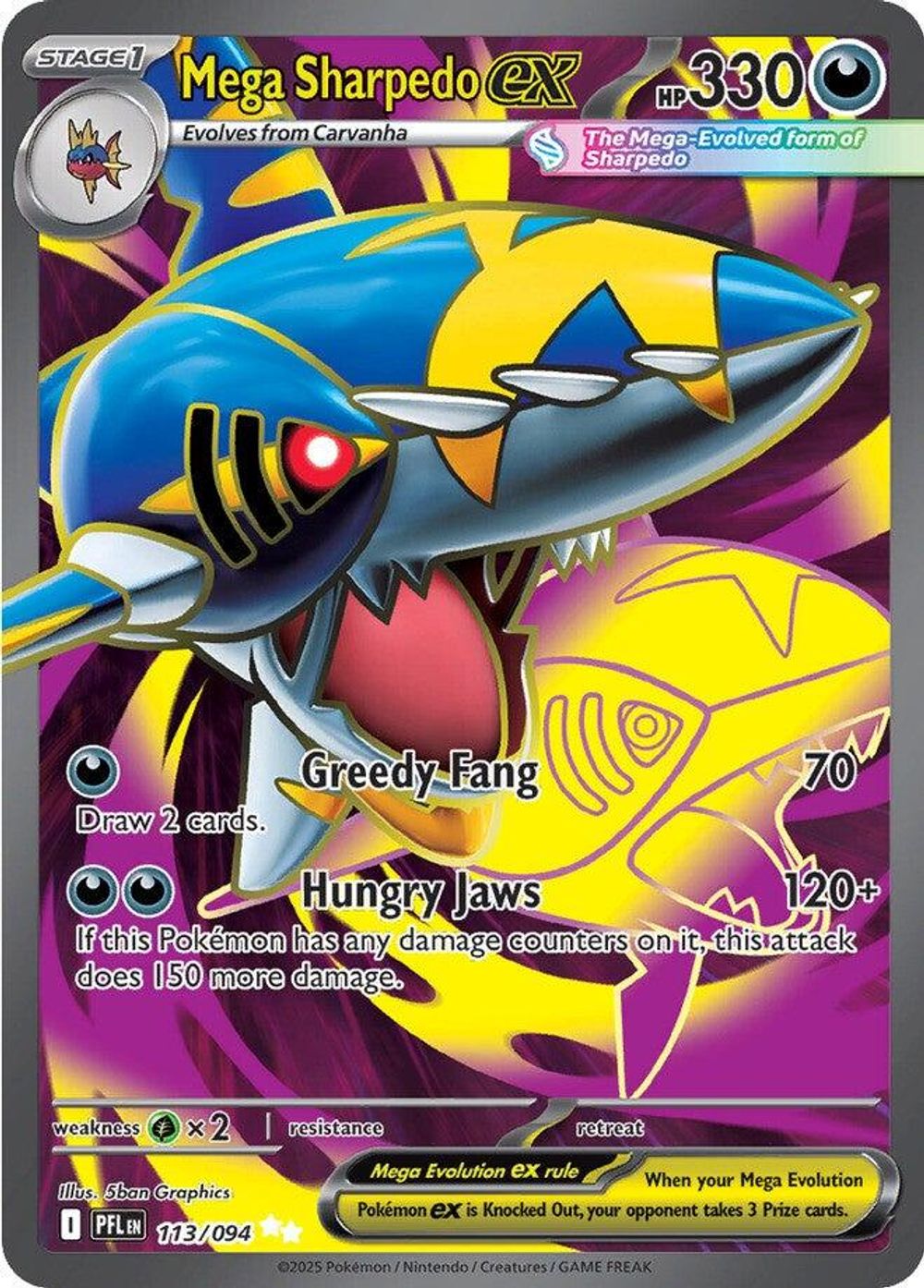 Mega Sharpedo ex - 113/094 — ME02: Phantasmal Flames
