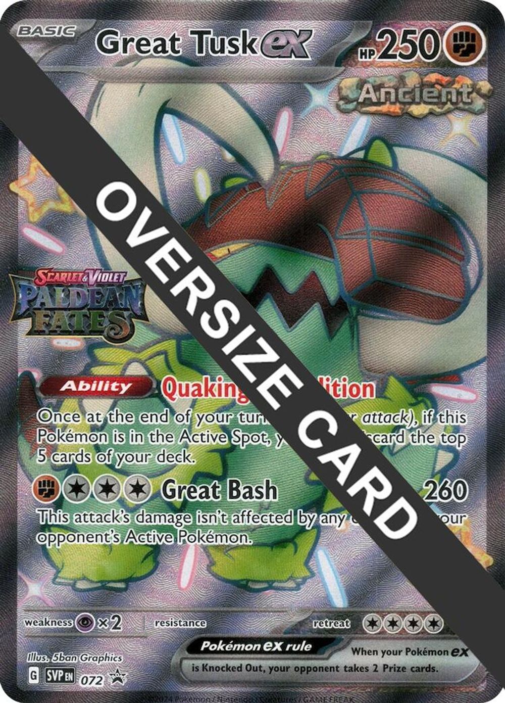 Great Tusk ex - 072 (Paldean Fates Stamped) — Jumbo Cards