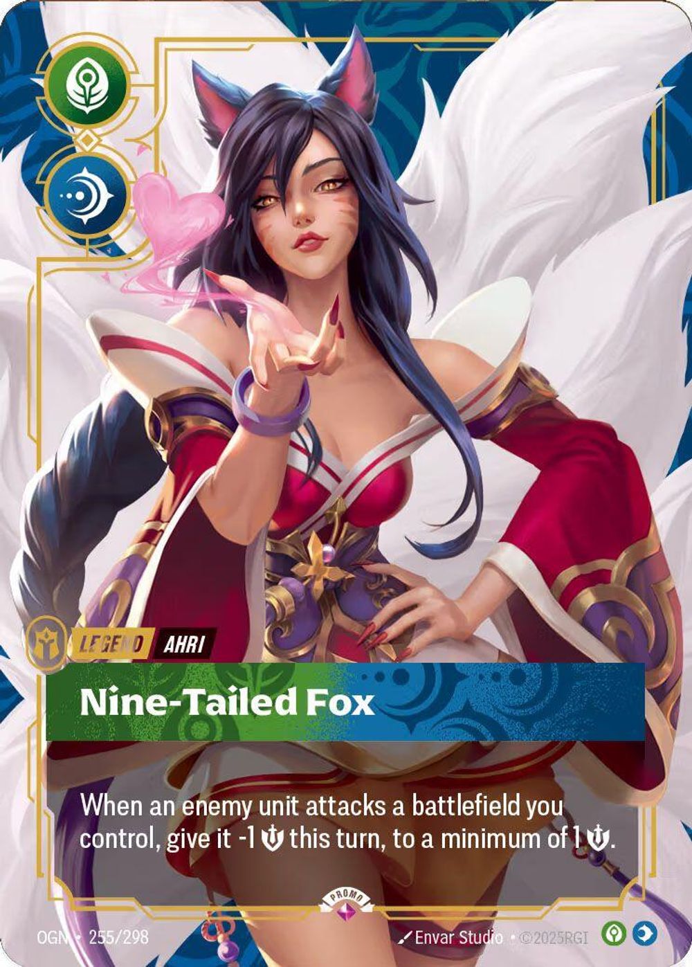 Ahri - Nine-Tailed Fox (Metal) — Riftbound Organized Play Promotional Cards