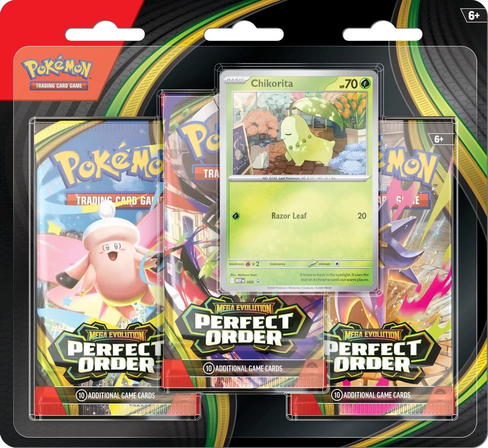 Perfect Order 3 Pack Blister [Chikorita] — ME03: Perfect Order