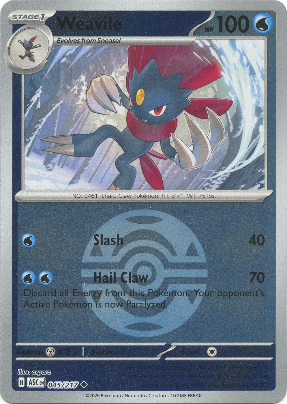 Weavile - 045/217 (Dusk Ball) — ME: Ascended Heroes