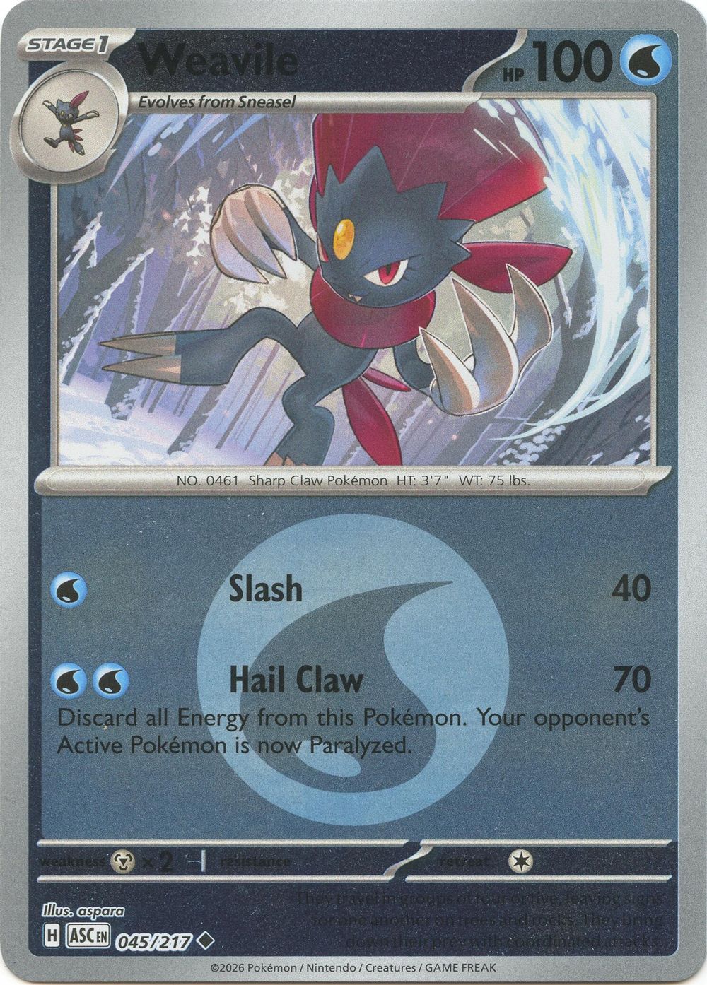 Weavile - 045/217 (Energy Symbol Pattern) — ME: Ascended Heroes