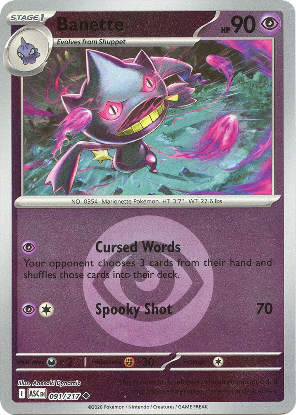 Banette - 091/217 (Energy Symbol Pattern) — ME: Ascended Heroes