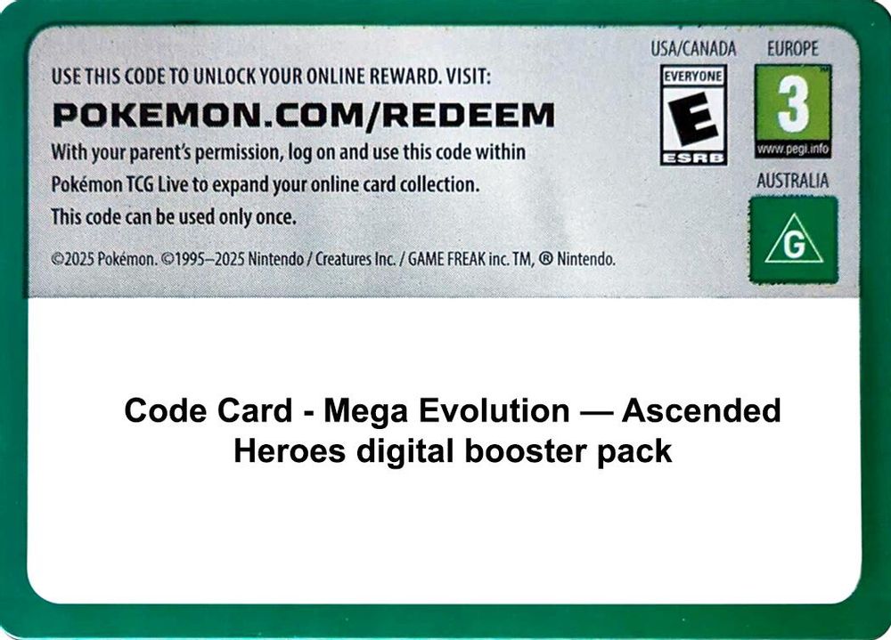 Code Card - Ascended Heroes Booster Pack — ME: Ascended Heroes