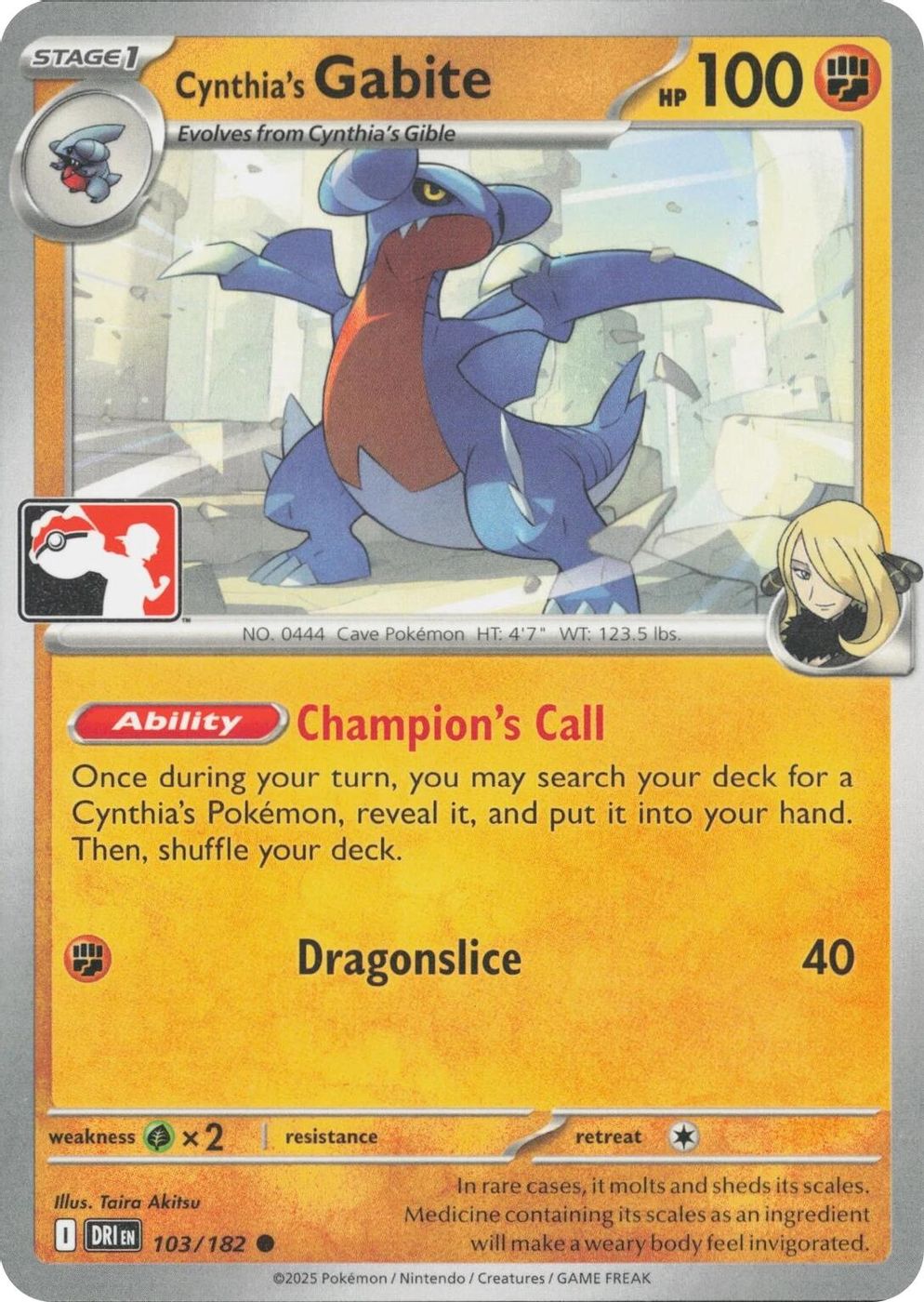 Cynthia's Gabite — Prize Pack Series Cards
