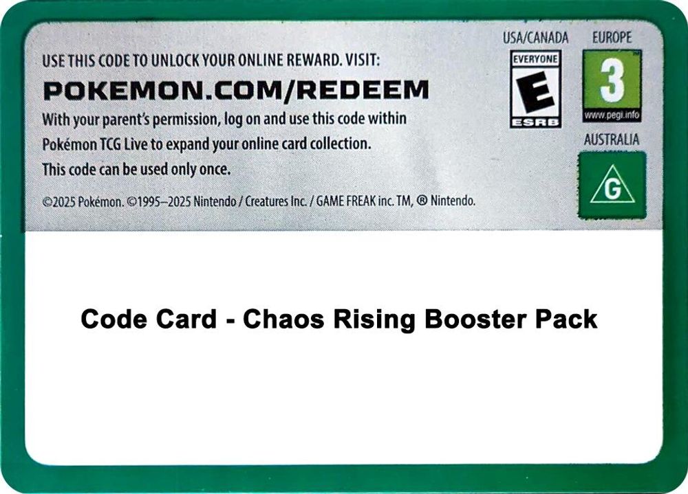 Code Card - Chaos Rising Booster Pack — ME04: Chaos Rising