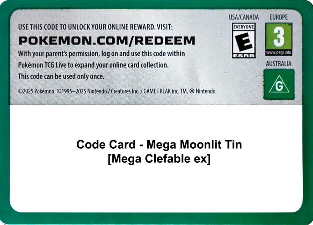 Code Card - Mega Moonlit Tin [Mega Clefable ex] — Miscellaneous Cards & Products