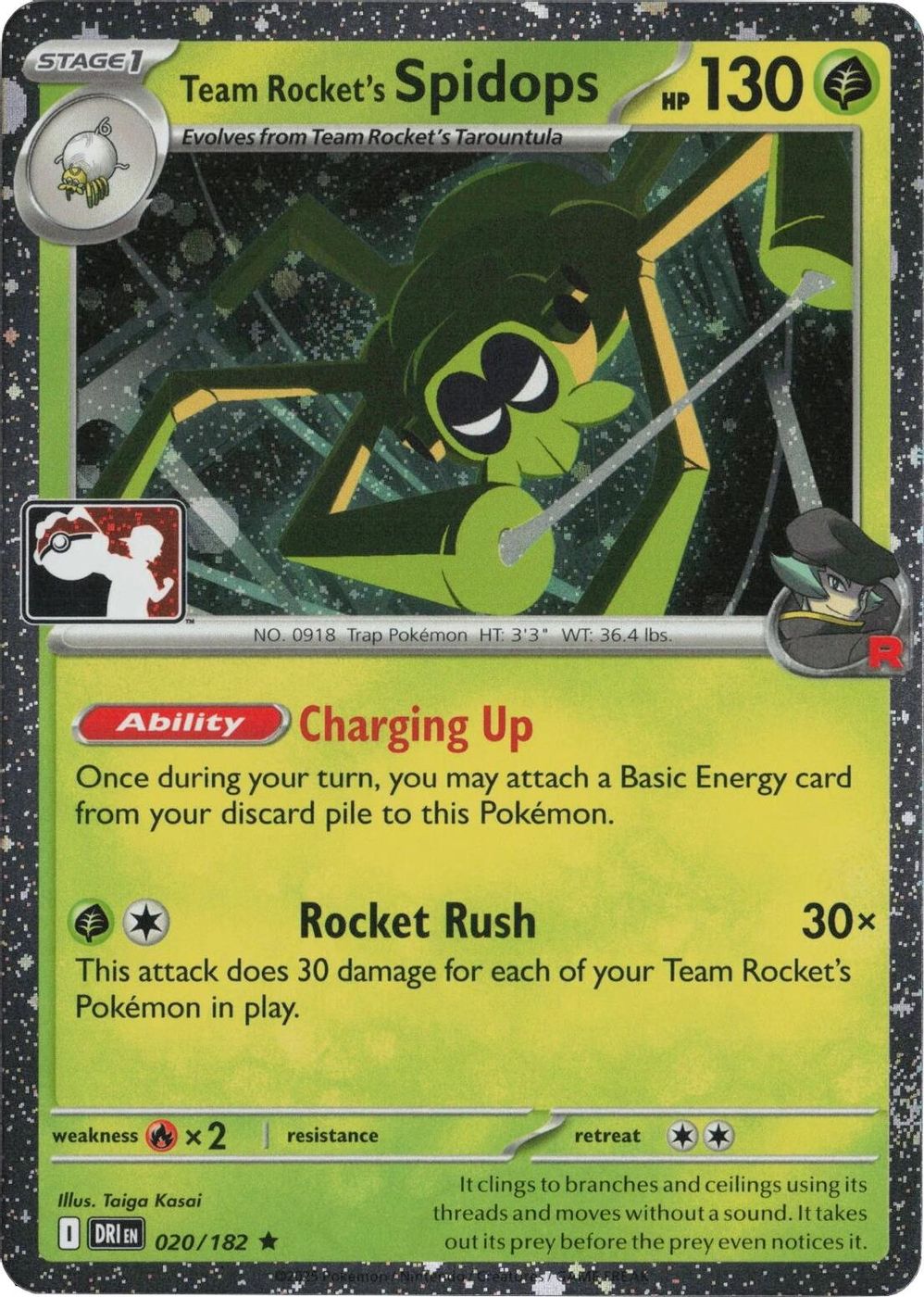 Team Rocket's Spidops - 020/182 (Cosmos Holo) — Prize Pack Series Cards