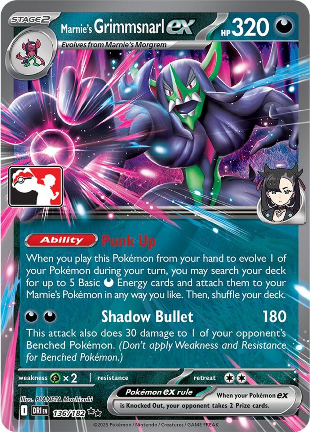 Marnie's Grimmsnarl ex - 136/182 — Prize Pack Series Cards