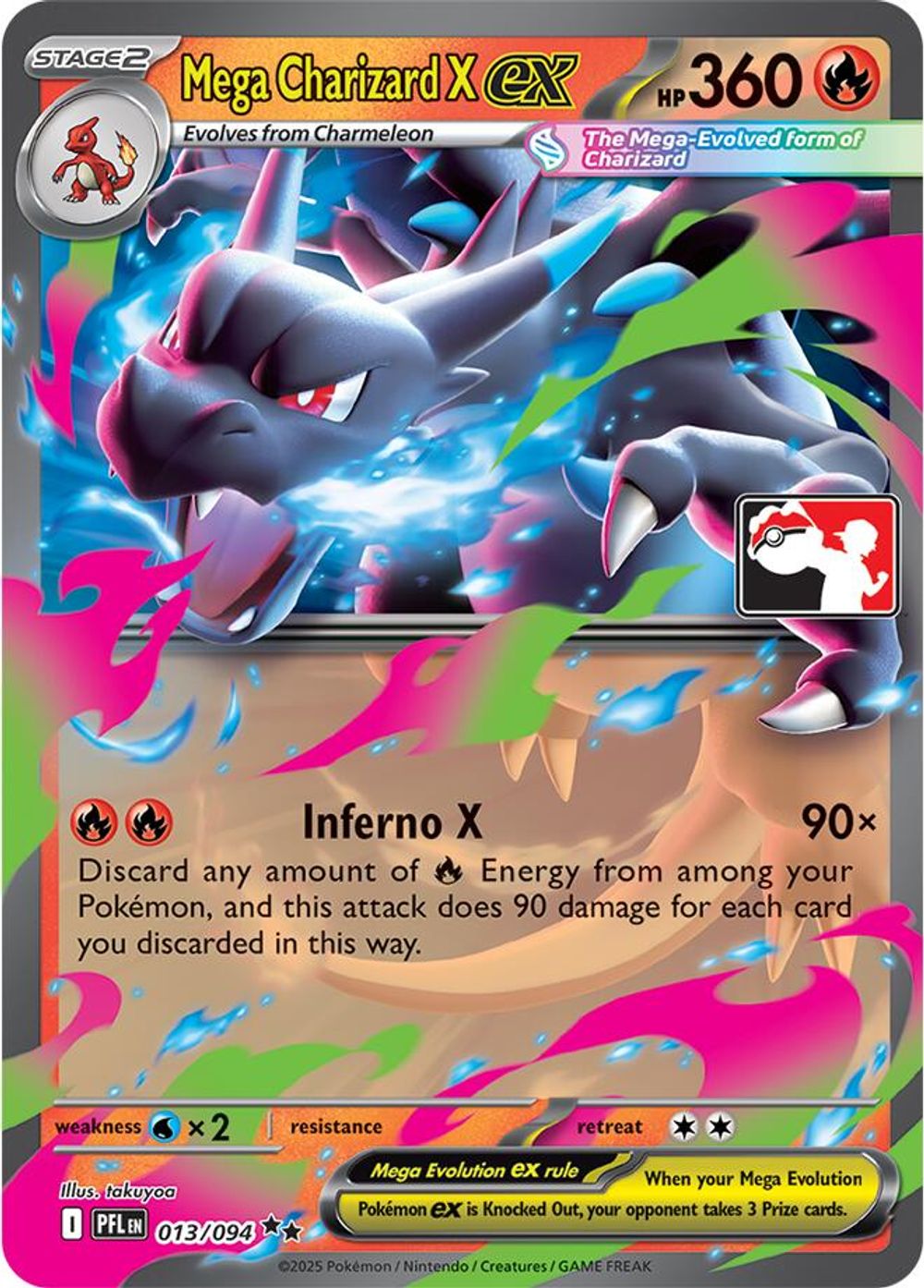 Mega Charizard X ex - 013/094 — Prize Pack Series Cards