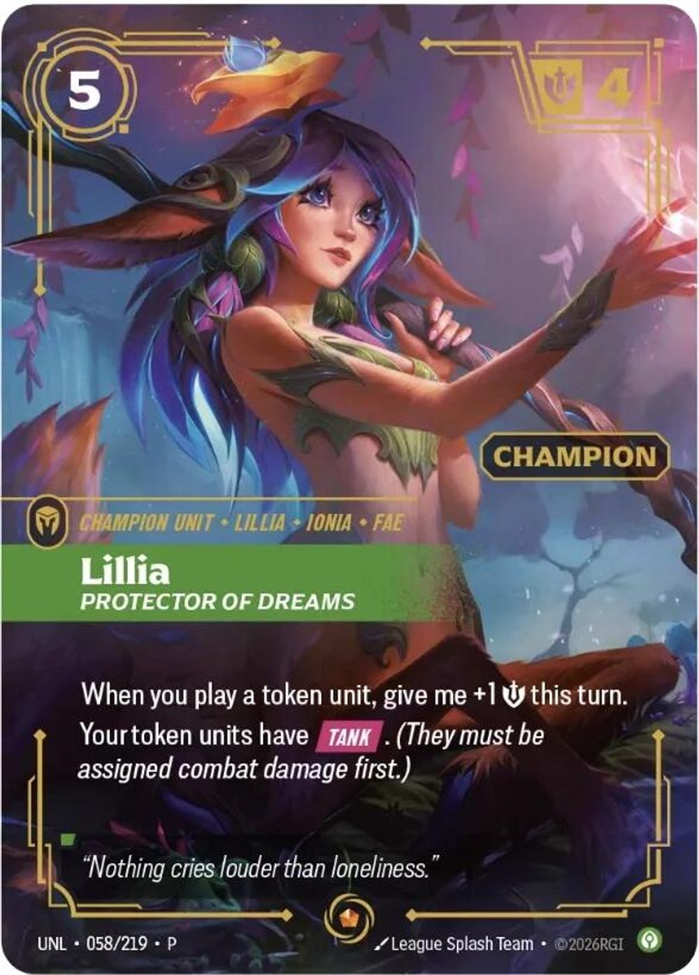 Lillia - Protector of Dreams (Champion) — Riftbound Organized Play Promotional Cards