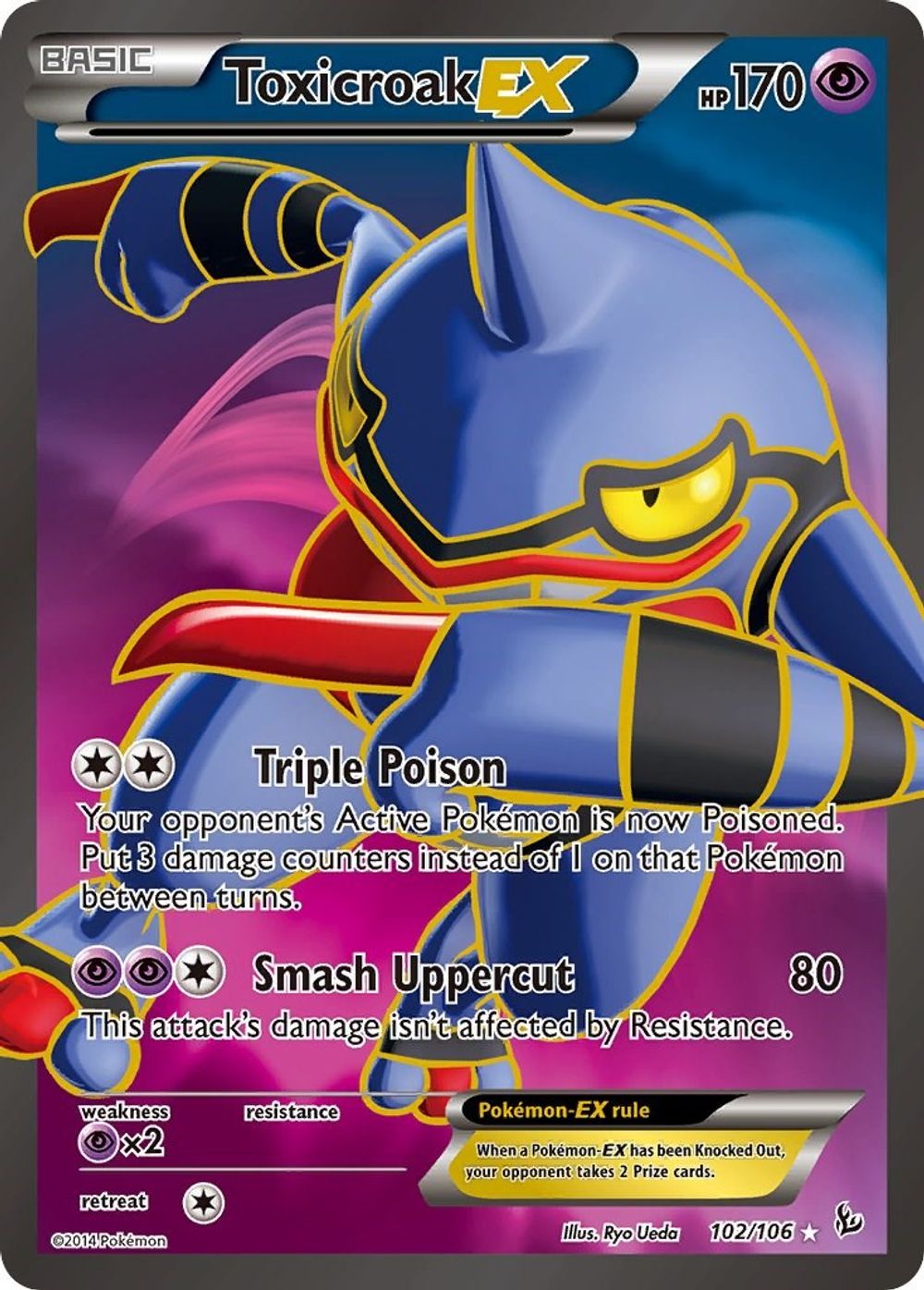 Toxicroak EX (102 Full Art) — XY - Flashfire