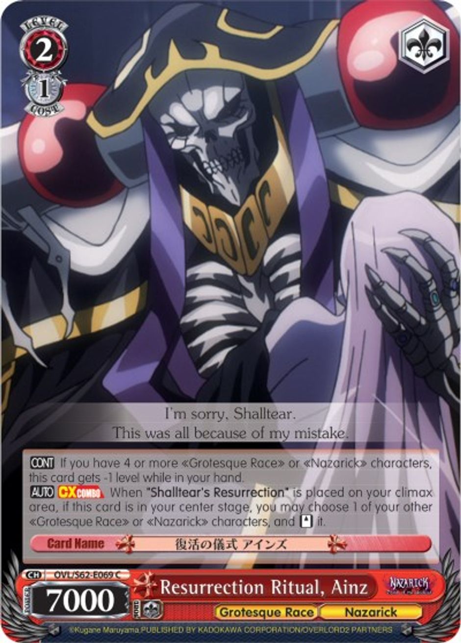 Resurrection Ritual, Ainz - Nazarick: Tomb of the Undead - Weiss Schwarz