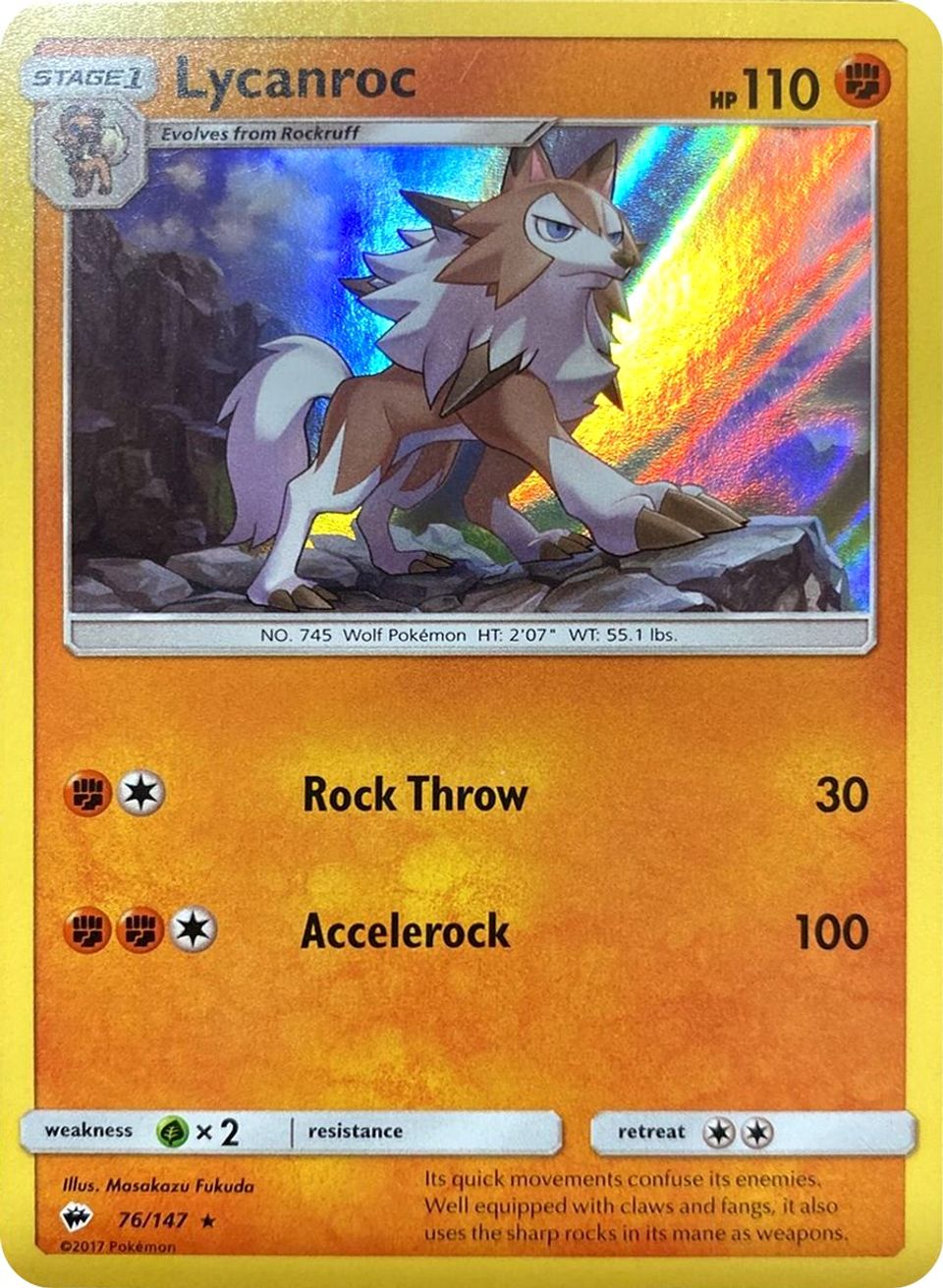 Lycanroc 76/147 (Water  Holo) Miscellaneous Cards & Products