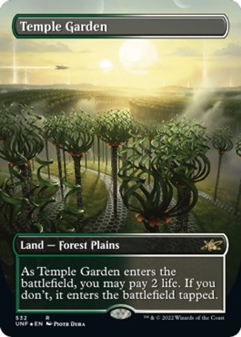 Temple Garden (Borderless) (Galaxy Foil) Unfinity Magic The Gathering