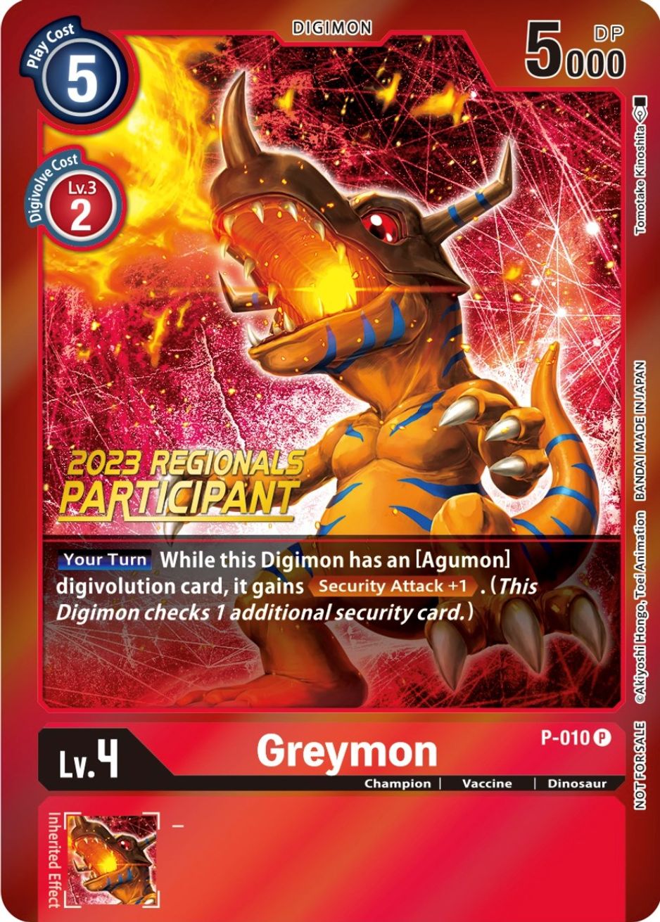 Greymon - P-010 (2023 Regionals Participant) - Digimon Promotion Cards ...