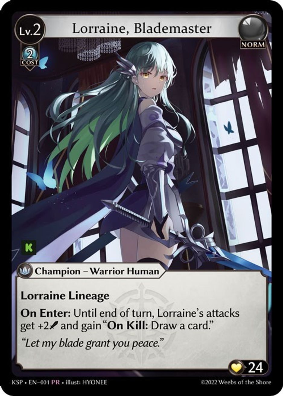 Lorraine, Blademaster Kickstarter Promotional Cards Grand Archive TCG