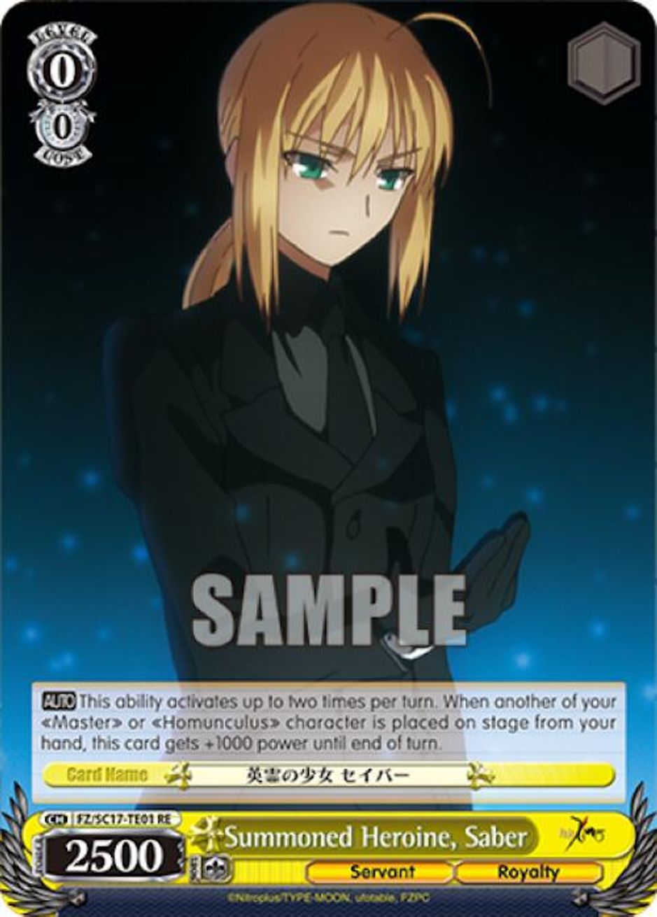 Summoned Heroine, Saber - Fate/Zero Chronicle Set - Weiss Schwarz