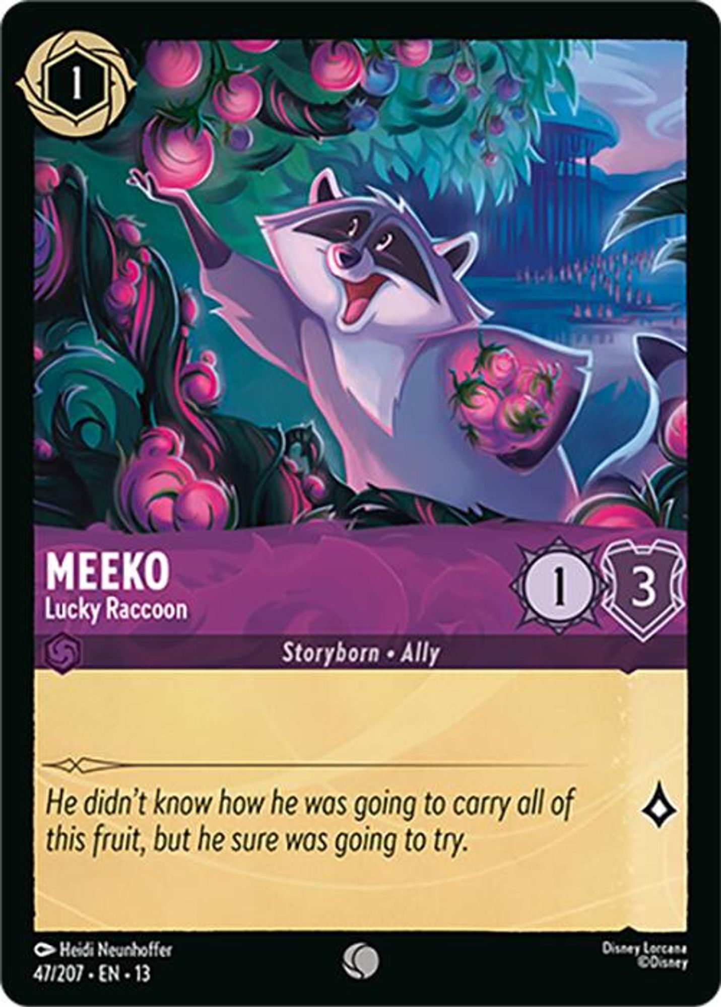 Meeko - Lucky Raccoon card