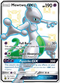 Carte Pokémon MEWTWO-GX Full Art - 72/73 - PV190 - Version française