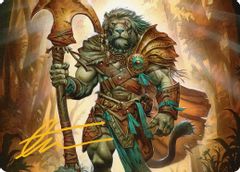 Ajani, Outland Chaperone Art Card (Gold-Stamped Signature)