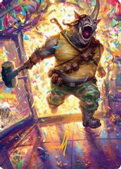 Rocksteady, Rowdy Rhino Art Card (Gold-Stamped Signature)