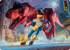 Moon Girl and Devil Dinosaur Art Card (Gold-Stamped Signature)