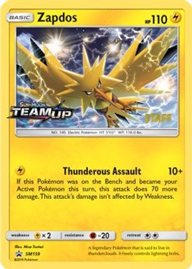 Zapdos-Holo — Team Up Prerelease-Staff card image