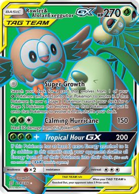 Rowlet & Alolan Exeggutor GX — Full Art card image
