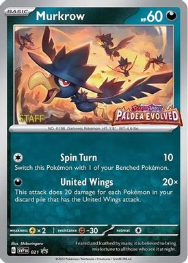 Murkrow — Paldea Evolved Prerelease-Staff card image