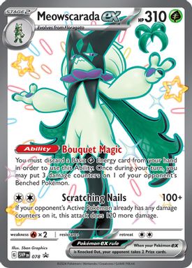 Meowscarada EX — Paldean Fates Meowscarada EX Premium Collection card image