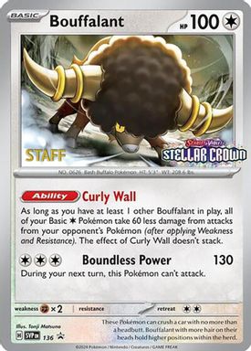 Bouffalant — Stellar Crown Prerelease-Staff card image