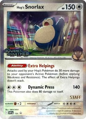 Hop's Snorlax — Journey Together Prerelease-Staff card image