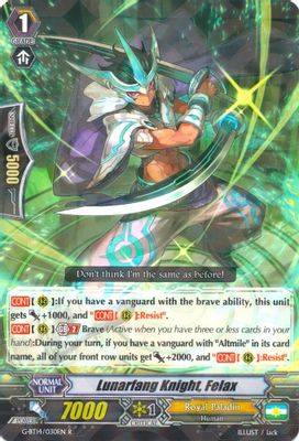 Lunarfang Knight, Felax
