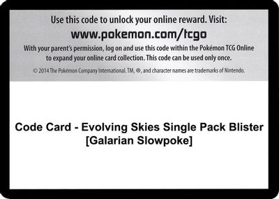 Code Card - Evolving Skies Single Pack Blister [Galarian Slowpoke]