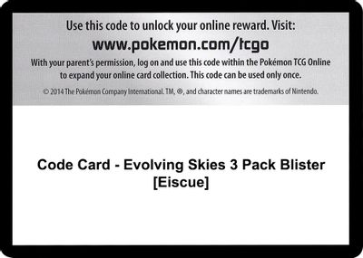 Code Card - Evolving Skies 3 Pack Blister [Eiscue]