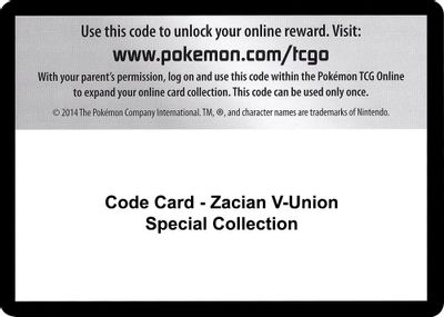 Code Card - Zacian V-UNION Special Collection