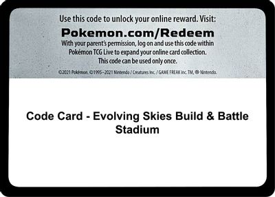 Code Card - Evolving Skies Build & Battle Stadium