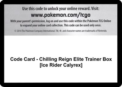 Code Card - Chilling Reign Elite Trainer Box [Ice Rider Calyrex]