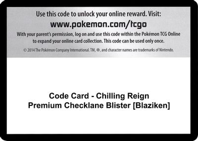 Code Card - Chilling Reign Premium Checklane Blister [Blaziken]