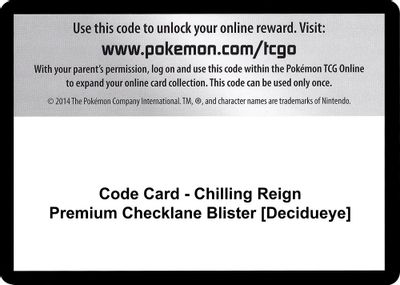 Code Card - Chilling Reign Premium Checklane Blister [Decidueye]